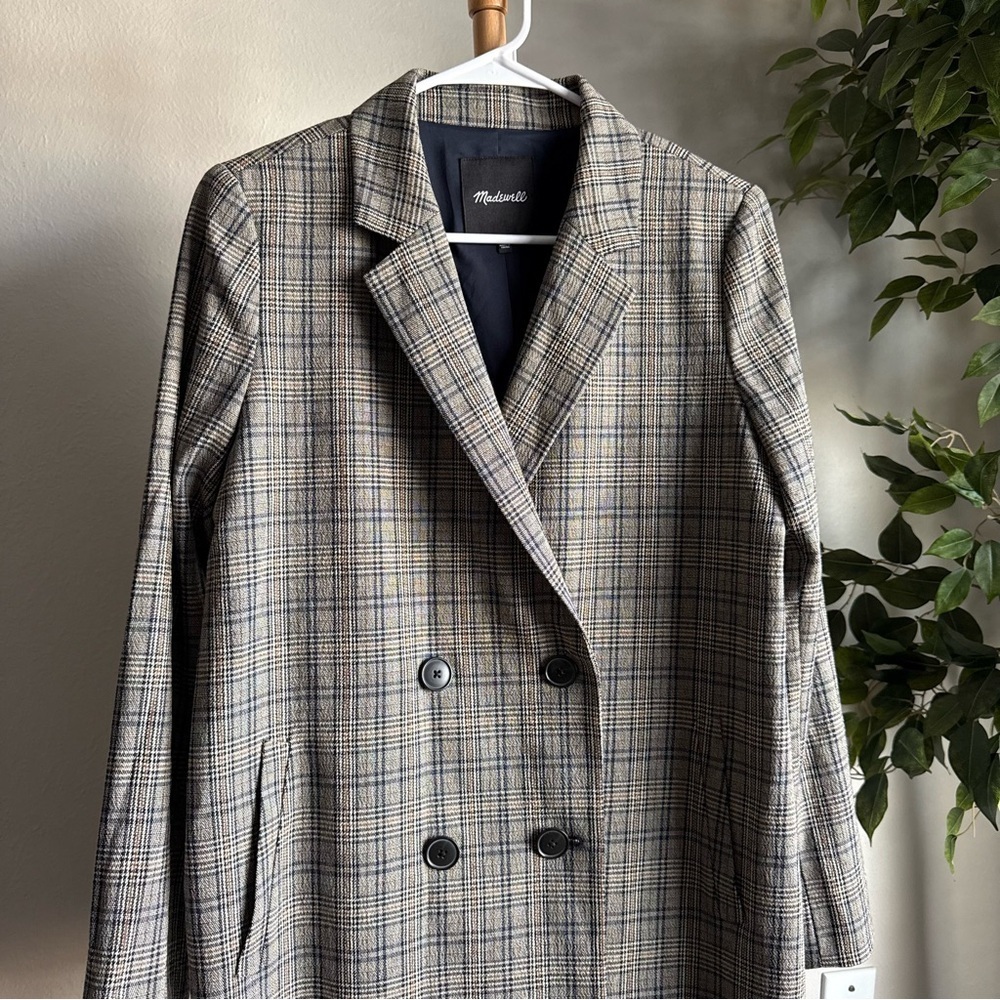 Madewell Caldwell Double-Breasted Blazer in Miltmore Plaid Women’s Size Small - Picture 5 of 9